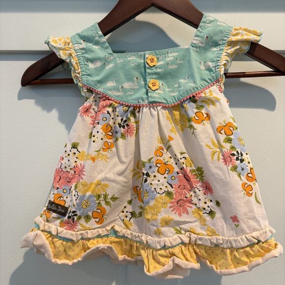 Matilda Jane Dress Toddler Size 4T Swan Floral Ruffle Hem Bloom Spring Summer - Picture 8 of 13